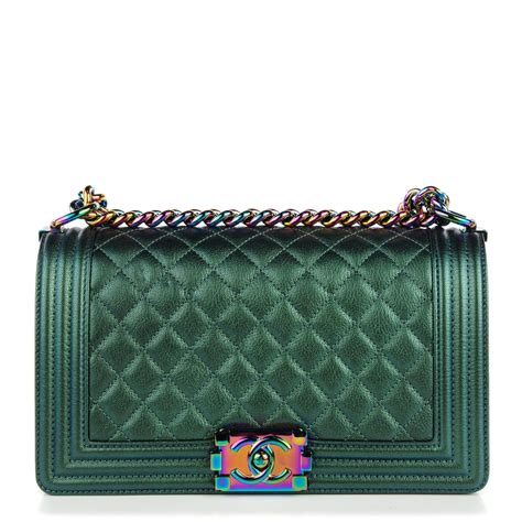 chanel boy green iridescent|Chanel black handbags.